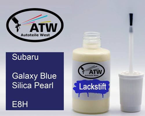 Subaru, Galaxy Blue Silica Pearl, E8H: 20ml Lackstift, von ATW Autoteile West.